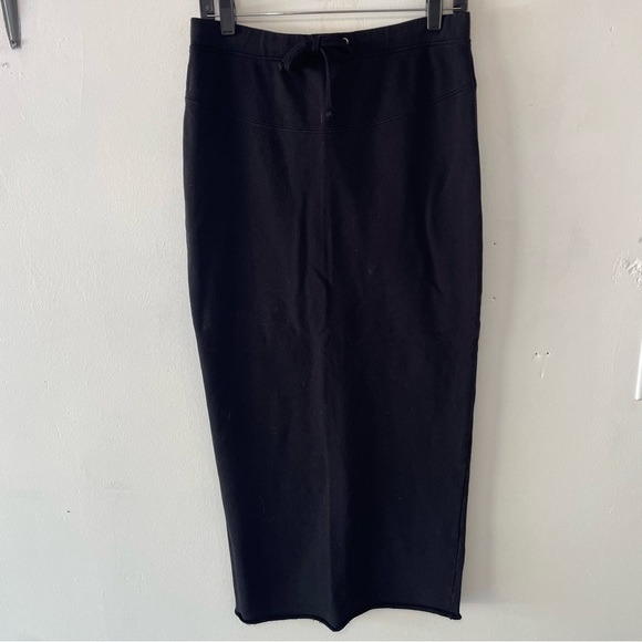 James Peres Black French Terry Drawstring Pencil Midi Skirt 37610 - Picture 4 of 10